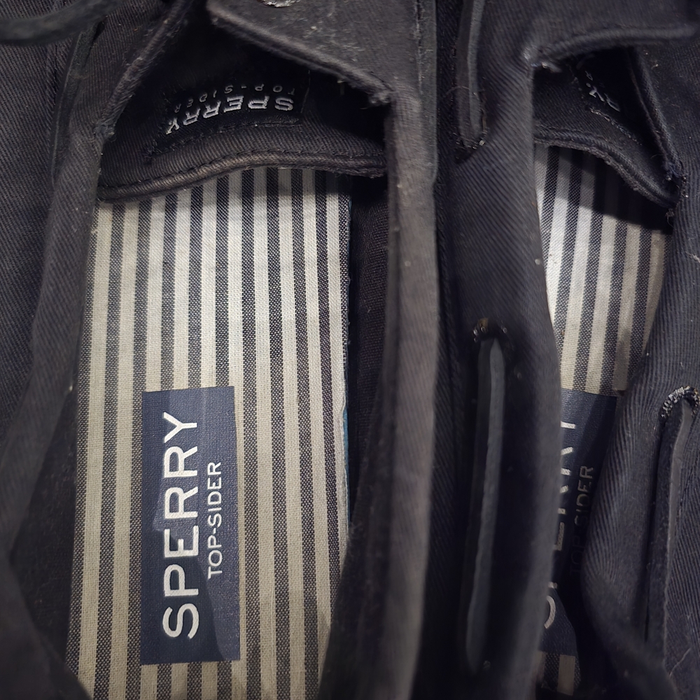 Sperry Mens Black Canvas Boat Shoes 12 - Picture 5 of 9